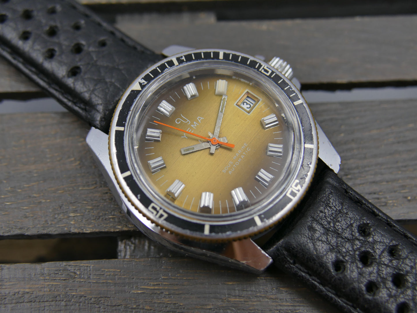 80s vintage watch mens Yema plongee diver ref. 631014 sous marine automatic FE 4611