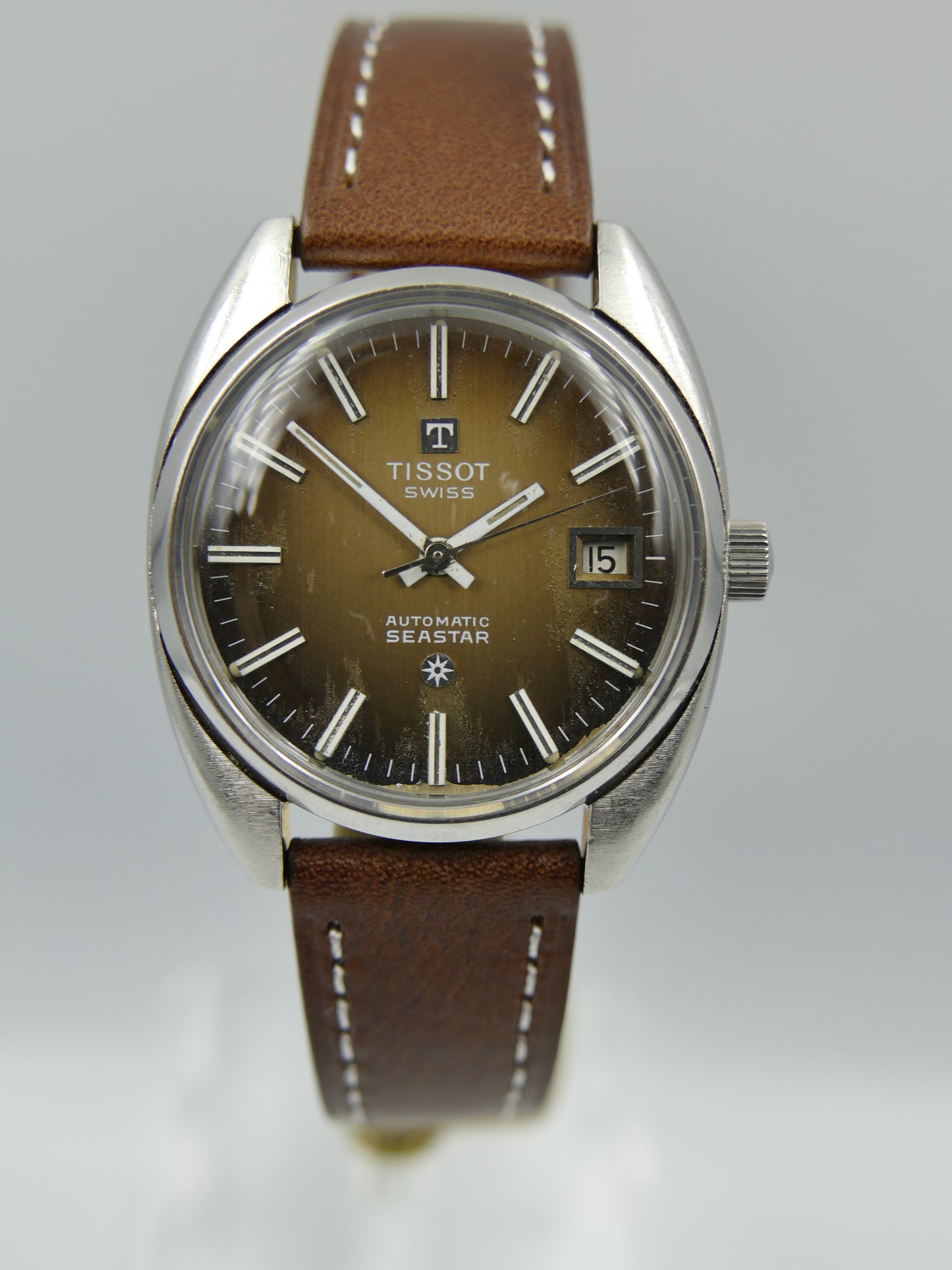 70s vintage watch mens Tissot Seastar ref. 44660 1X automatic 2481 brown serviced