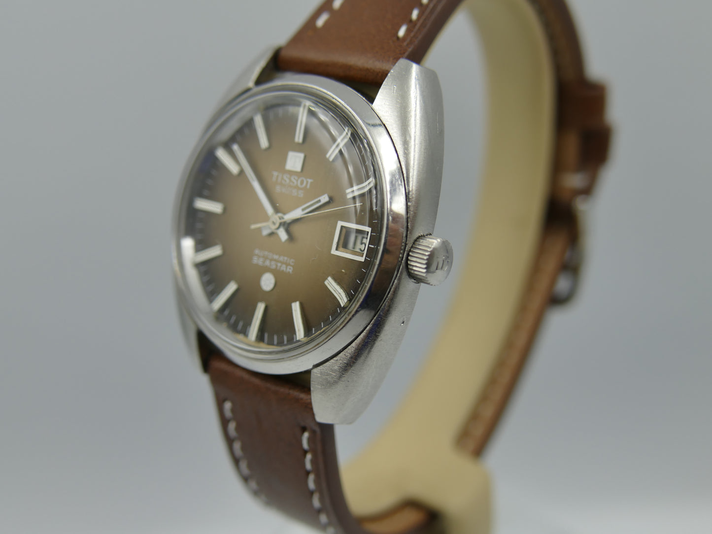 70s vintage watch mens Tissot Seastar ref. 44660 1X automatic 2481 brown serviced