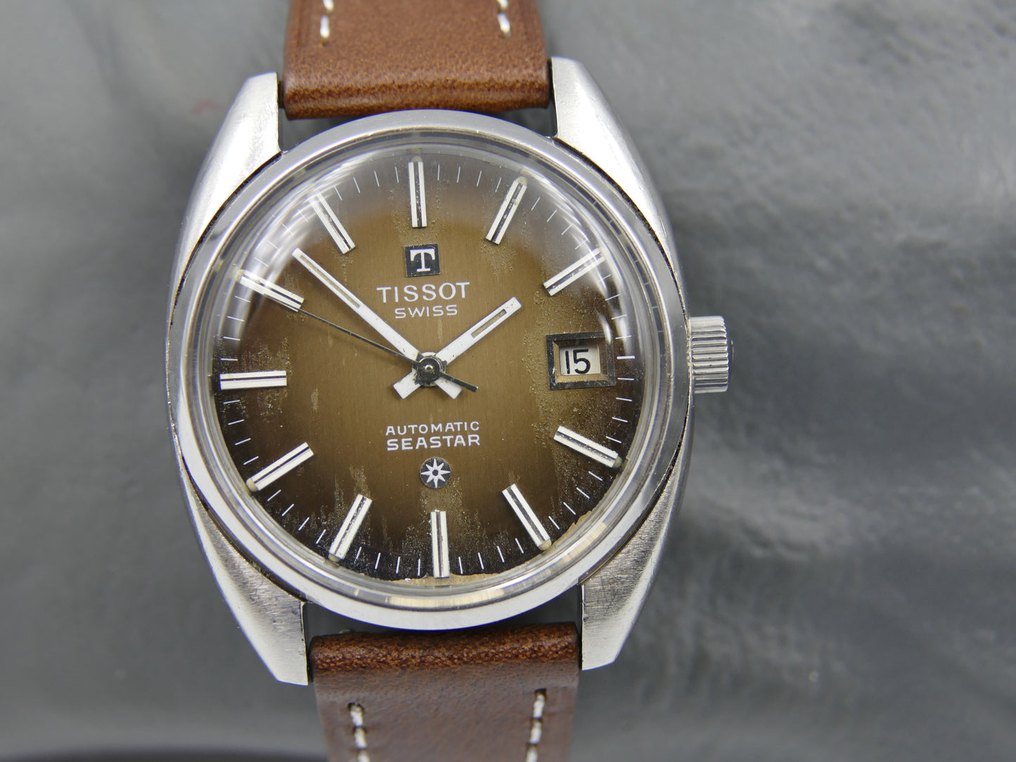 70s vintage watch mens Tissot Seastar ref. 44660 1X automatic 2481 brown serviced