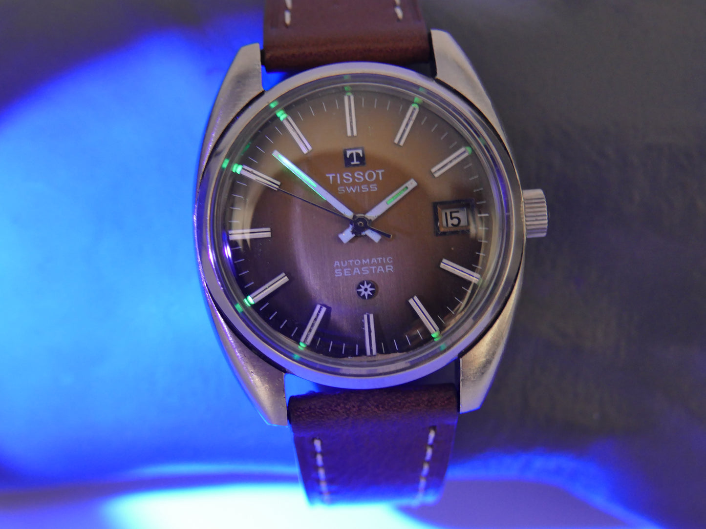 70s vintage watch mens Tissot Seastar ref. 44660 1X automatic 2481 brown serviced