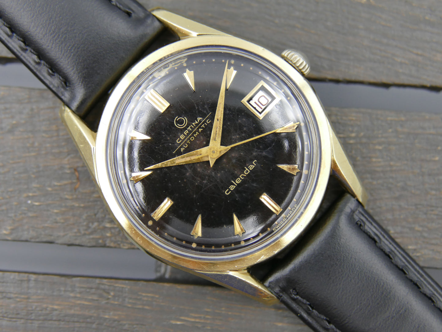50s vintage watch mens Certina Calendar ref 79312 automatic 28-451 gold cap