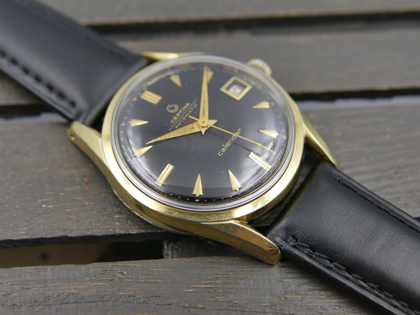 50s vintage watch mens Certina Calendar ref 79312 automatic 28-451 gold cap