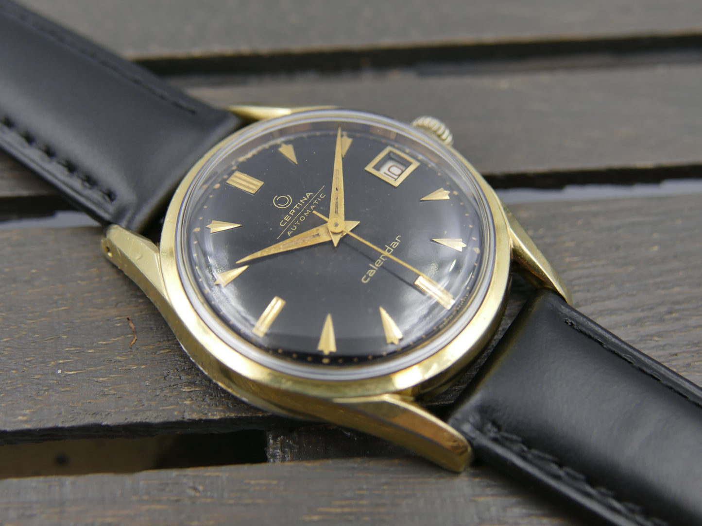 50s vintage watch mens Certina Calendar ref 79312 automatic 28-451 gold cap