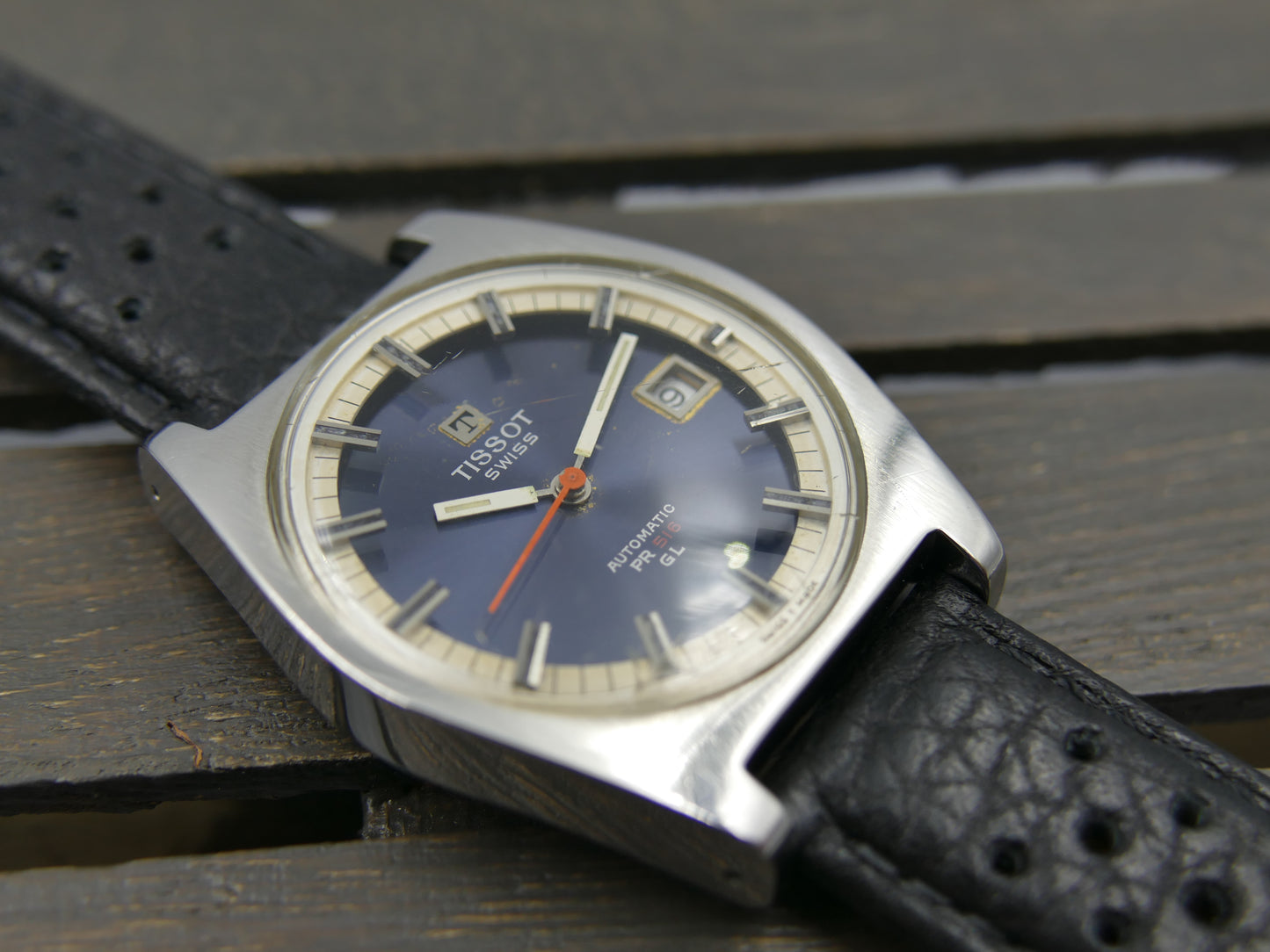 70s vintage watch mens Tissot Pr 516 GL ref. 44572 5X automatic 784 blue serviced