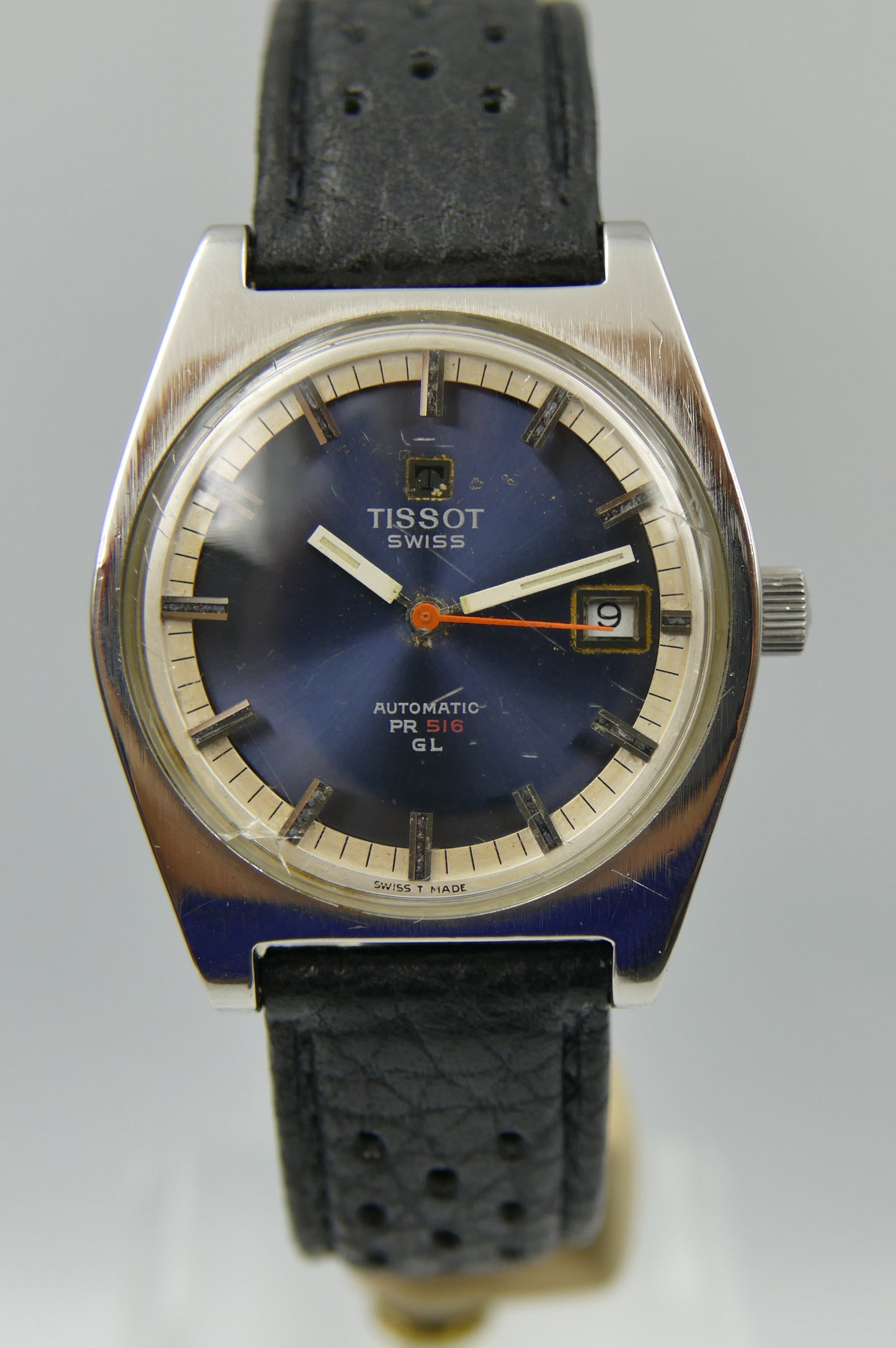 70s vintage watch mens Tissot Pr 516 GL ref. 44572 5X automatic 784 blue serviced