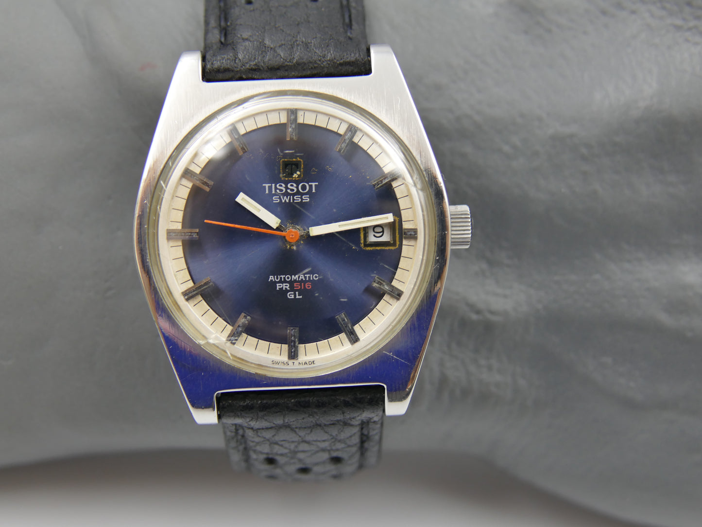 70s vintage watch mens Tissot Pr 516 GL ref. 44572 5X automatic 784 blue serviced