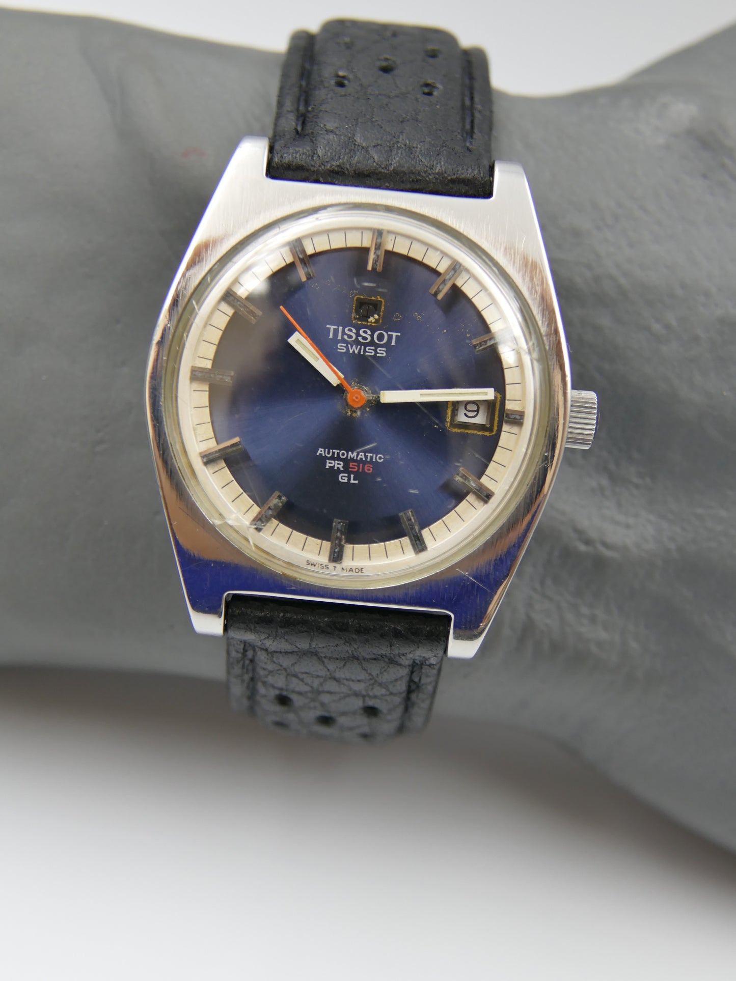 70s vintage watch mens Tissot Pr 516 GL ref. 44572 5X automatic 784 blue serviced
