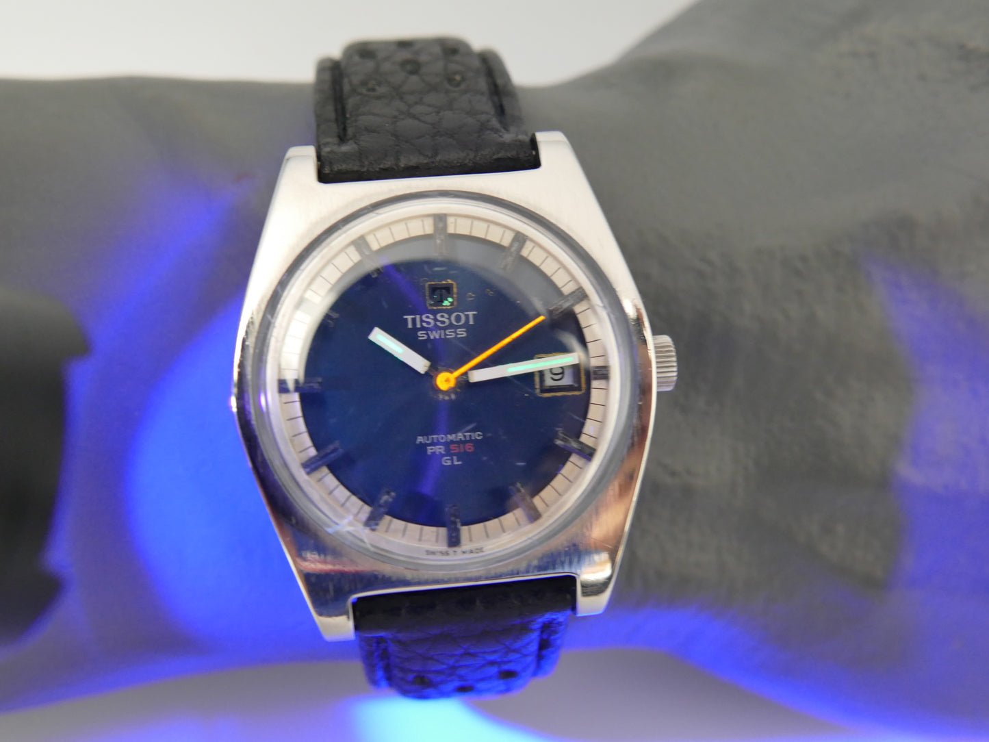 70s vintage watch mens Tissot Pr 516 GL ref. 44572 5X automatic 784 blue serviced