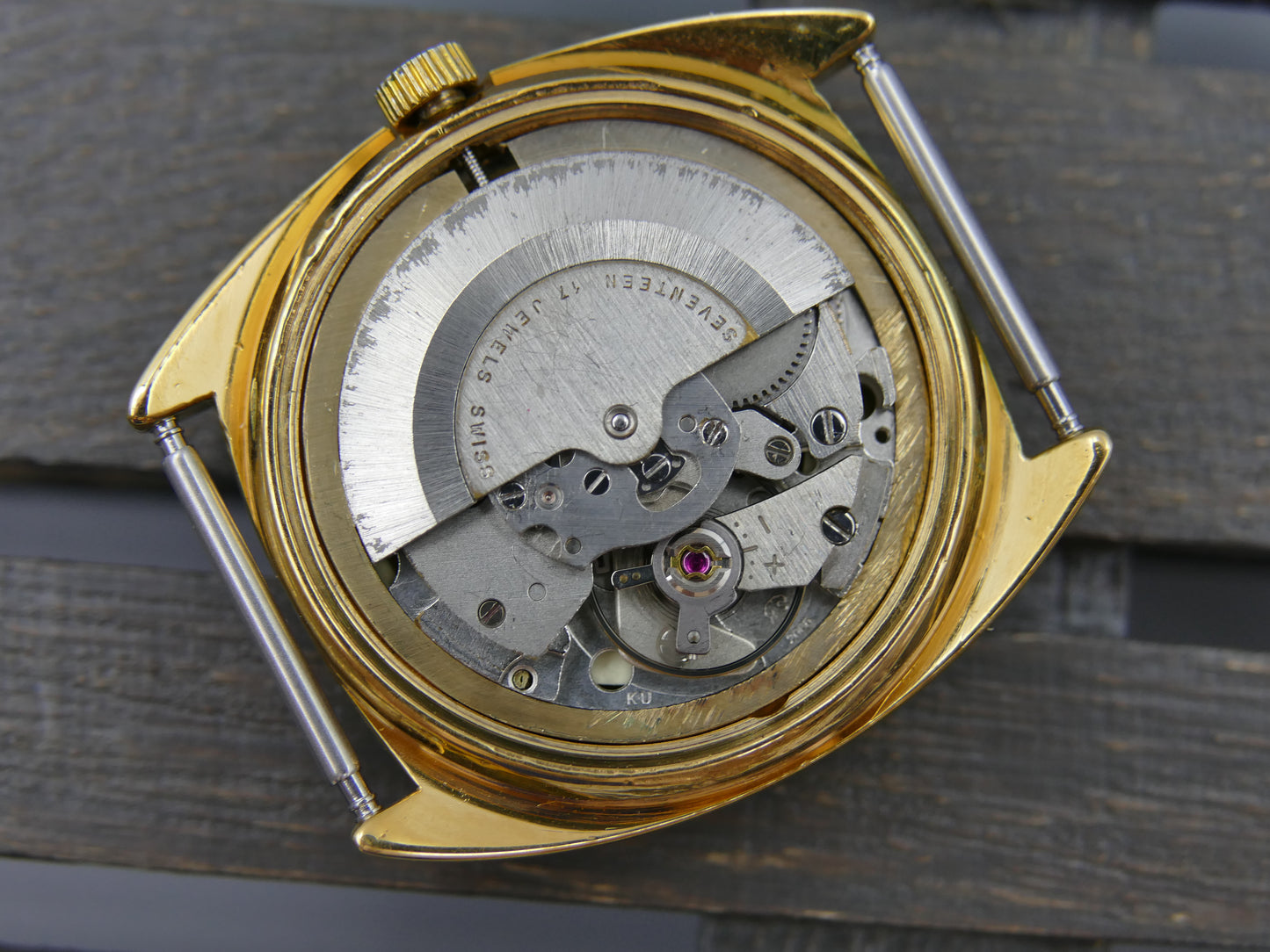 70s vintage watch mens Nivada Compensamatic ref 67111 automatic AS 2066 green dial serviced