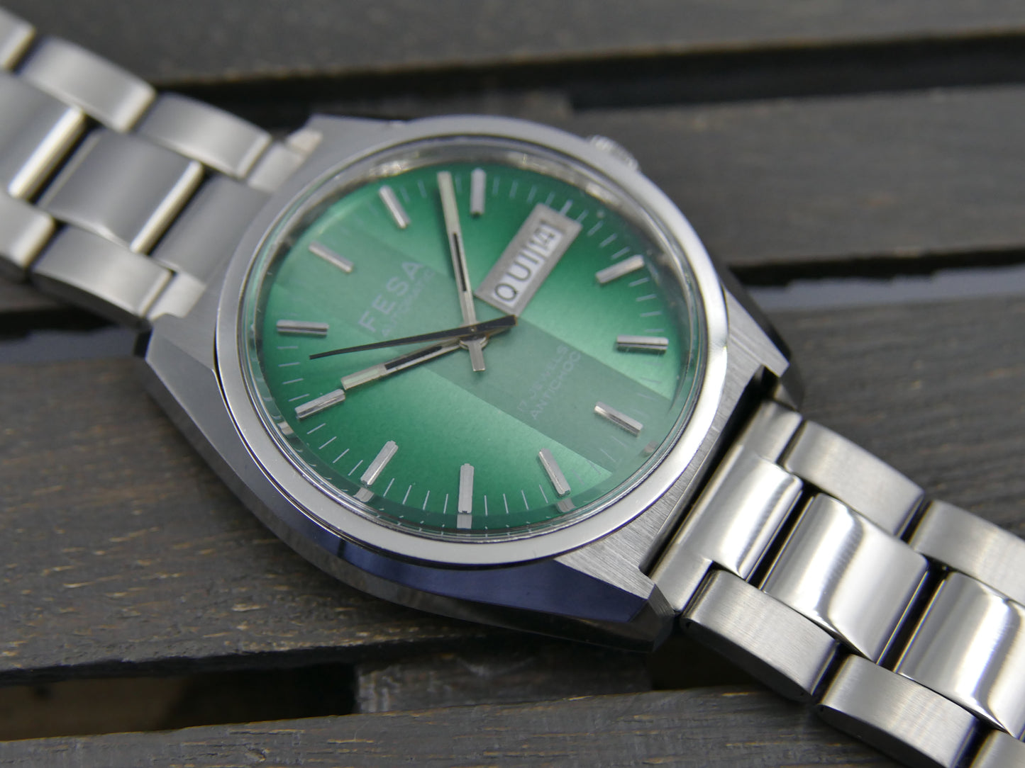 70s vintage watch FESA automatic FE 4612 green NOS