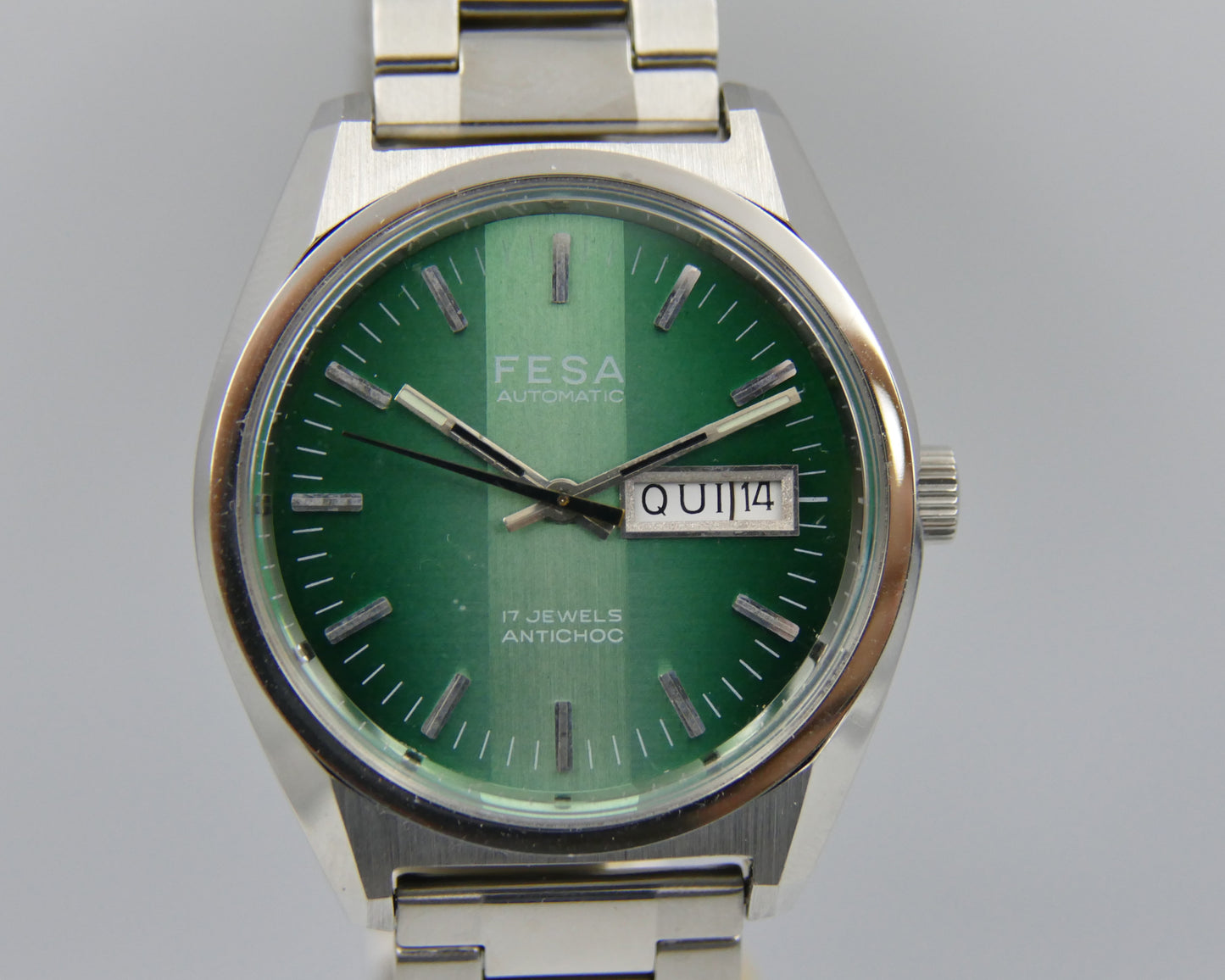 70s vintage watch FESA automatic FE 4612 green NOS