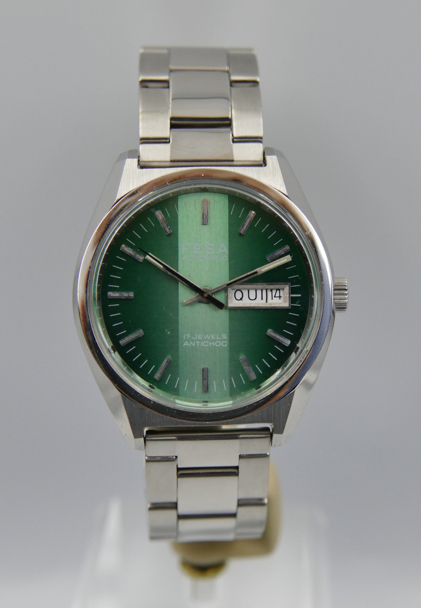 70s vintage watch FESA automatic FE 4612 green NOS
