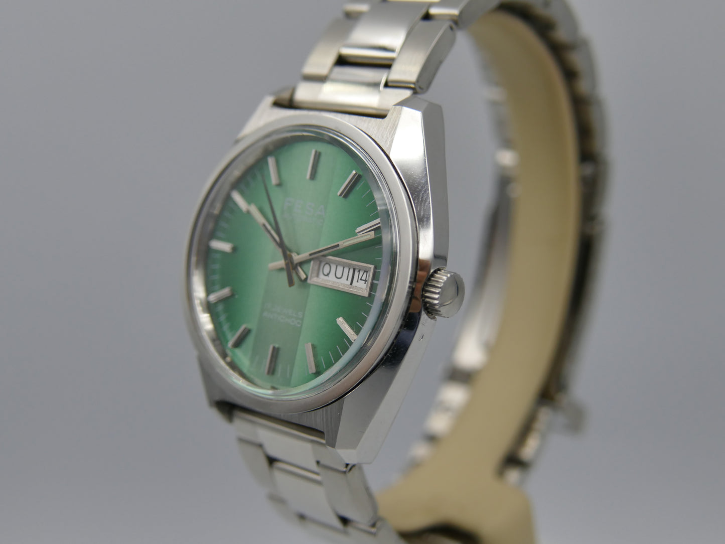 70s vintage watch FESA automatic FE 4612 green NOS