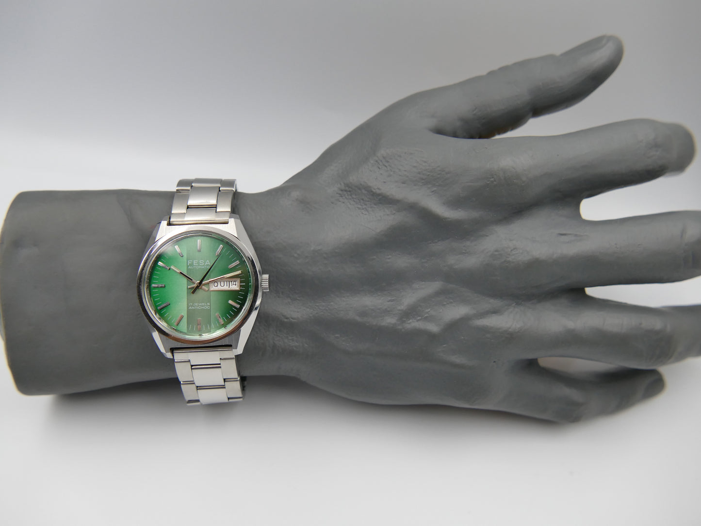 70s vintage watch FESA automatic FE 4612 green NOS