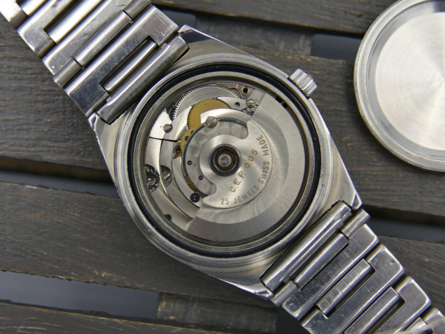 70s vintage watch Certina ref AHB012 automatic ETA 2789 blue dial steel NOS