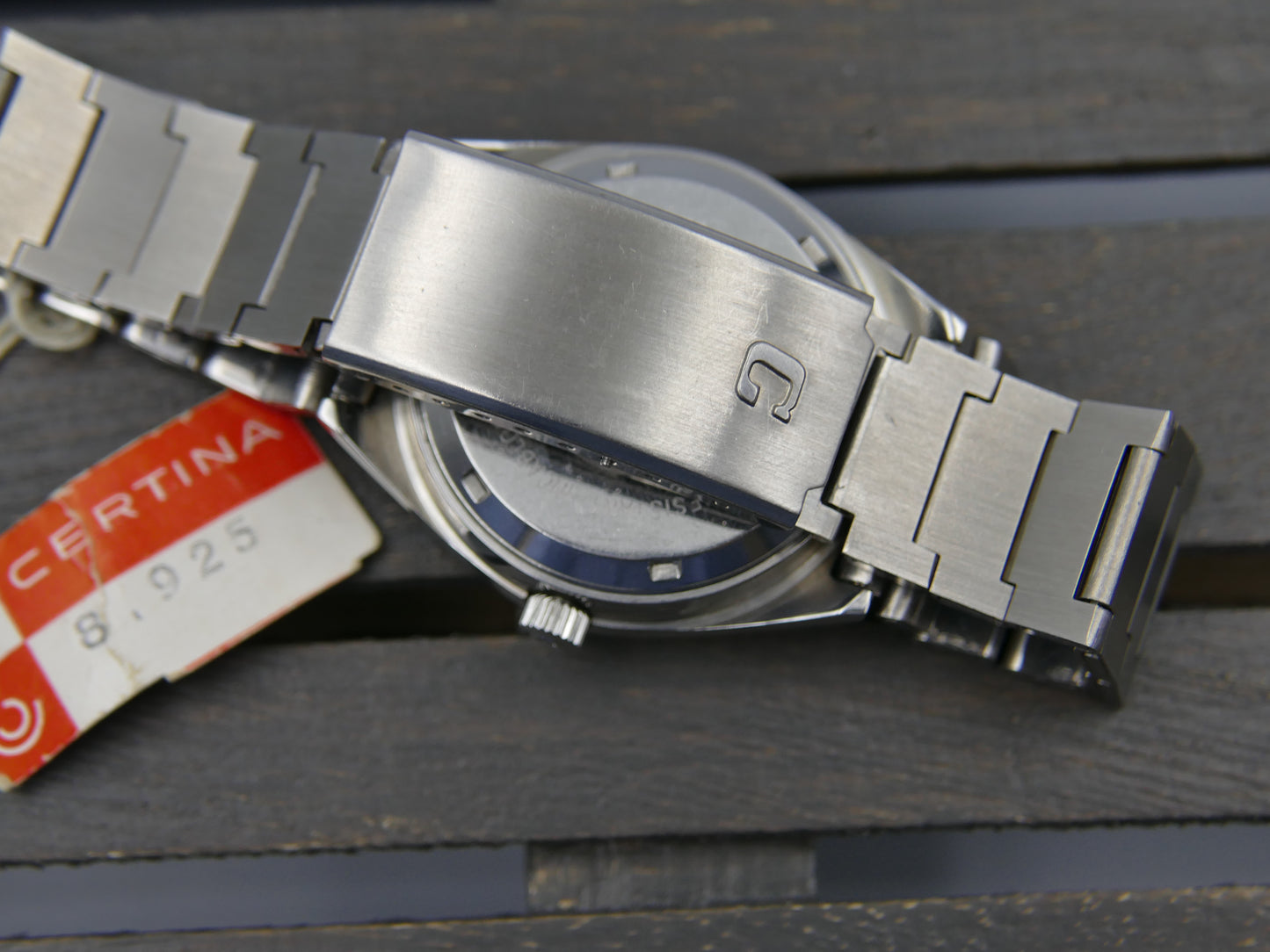 70s vintage watch Certina ref AHB012 automatic ETA 2789 blue dial steel NOS