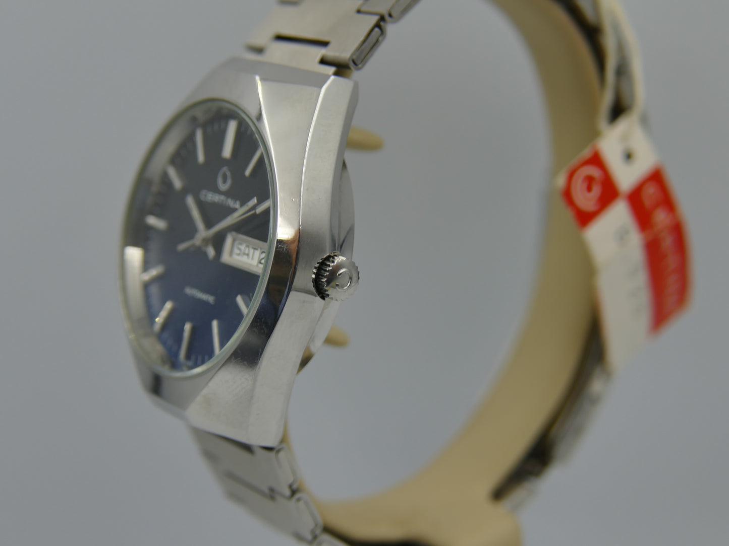 70s vintage watch Certina ref AHB012 automatic ETA 2789 blue dial steel NOS