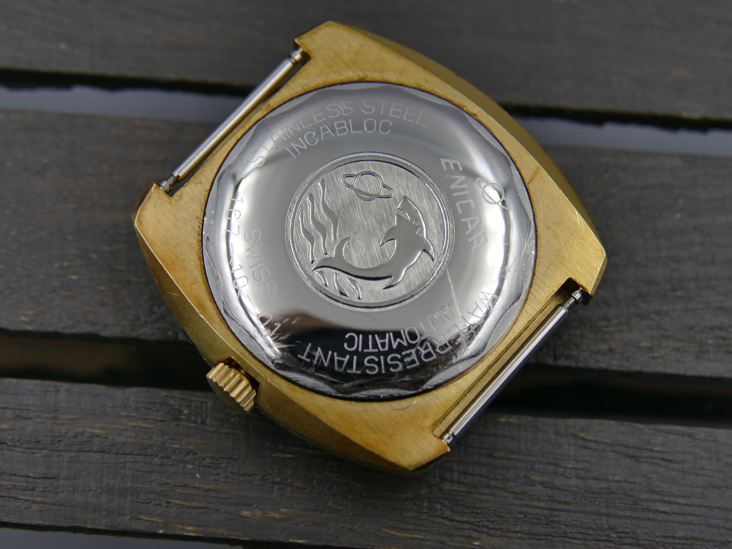 70s vintage watch mens Enicar star jewels automatic AR 167 27J gold pl Jumbo