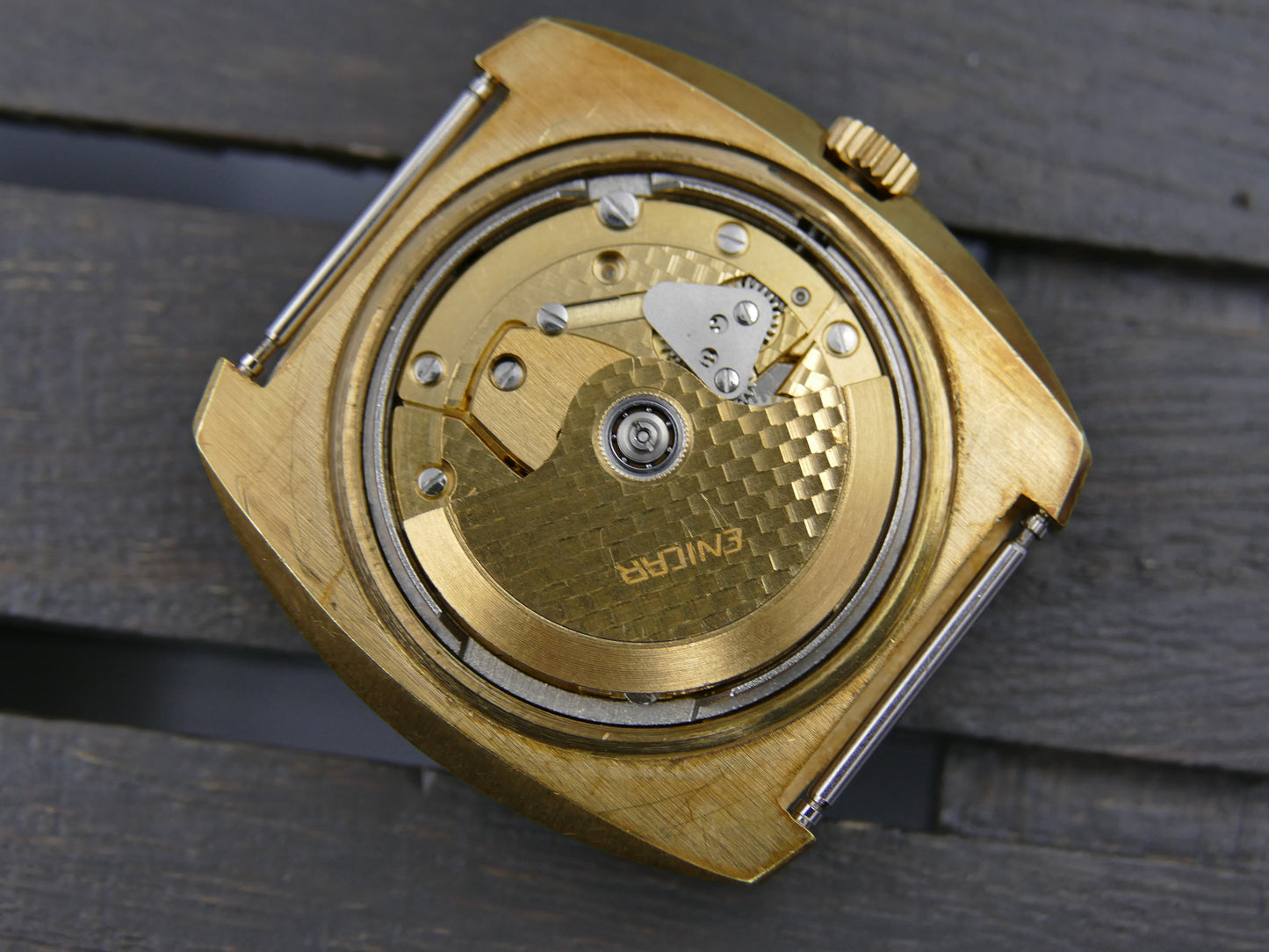 70s vintage watch mens Enicar star jewels automatic AR 167 27J gold pl Jumbo