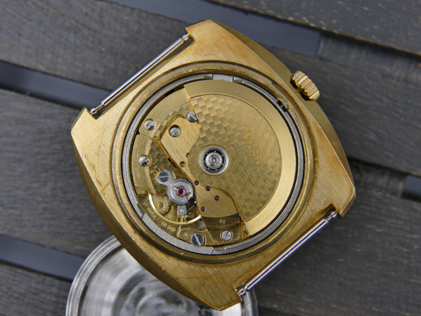 70s vintage watch mens Enicar star jewels automatic AR 167 27J gold pl Jumbo