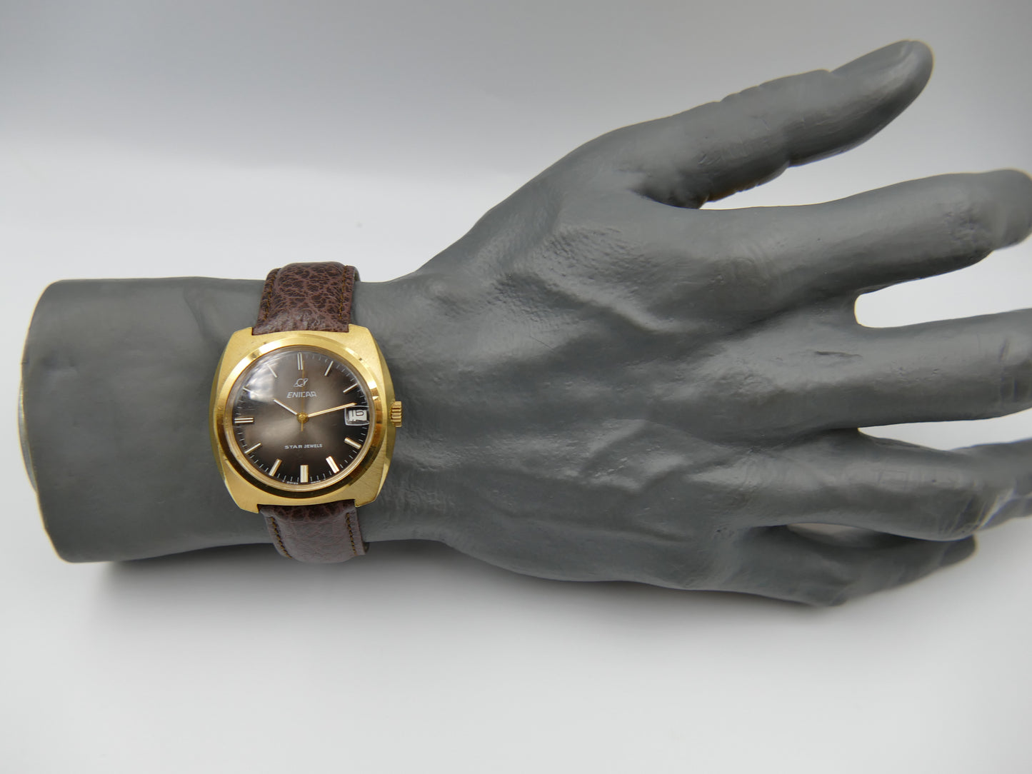 70s vintage watch mens Enicar star jewels automatic AR 167 27J gold pl Jumbo