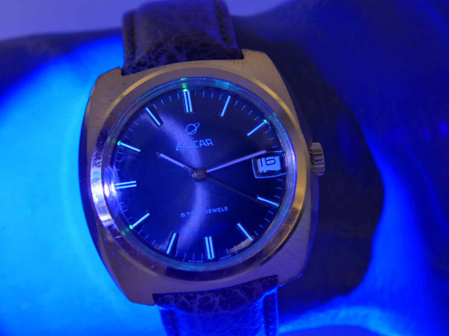 70s vintage watch mens Enicar star jewels automatic AR 167 27J gold pl Jumbo