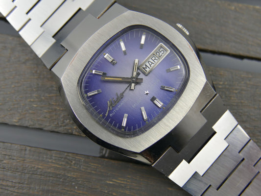 70s vintage watch mens Mido multi star ref 1879 automatic eta 2780 blue mint