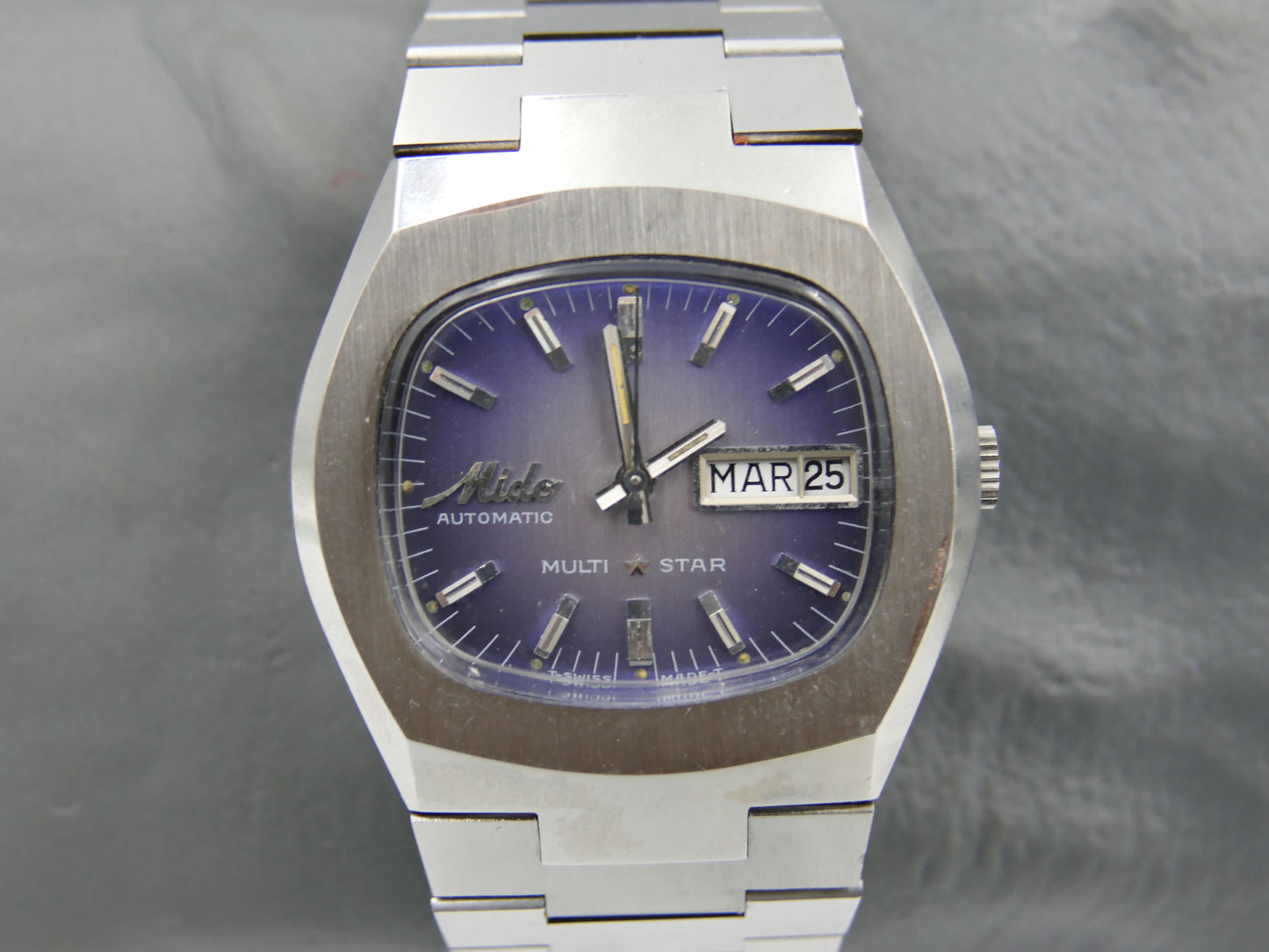 70s vintage watch mens Mido multi star ref 1879 automatic eta 2780 blue mint