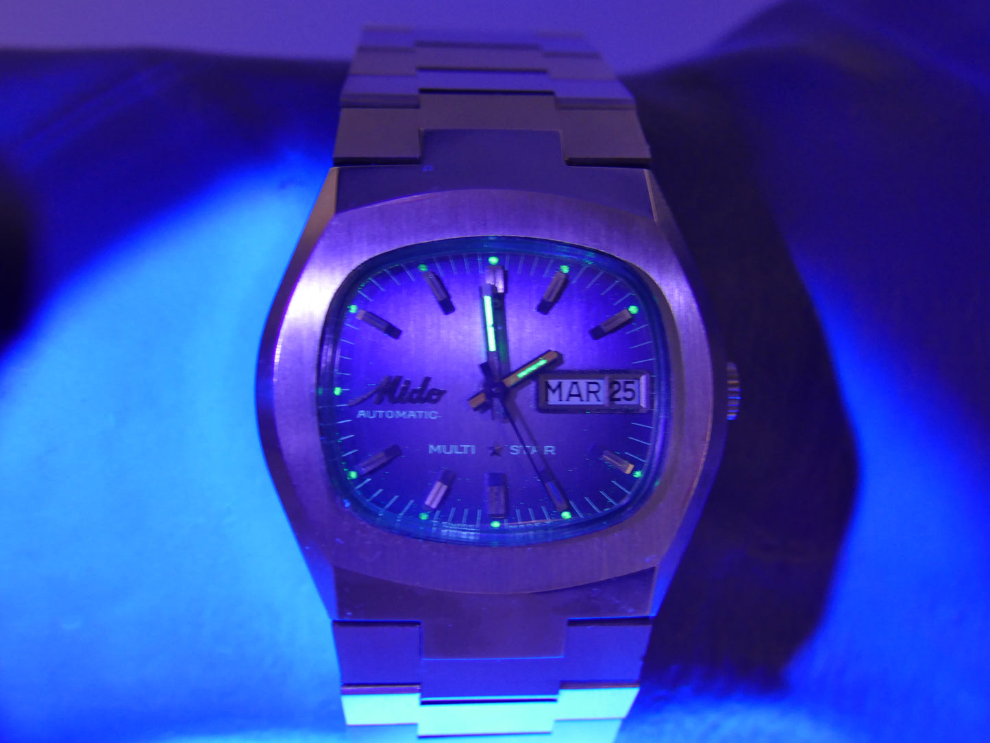 70s vintage watch mens Mido multi star ref 1879 automatic eta 2780 blue mint