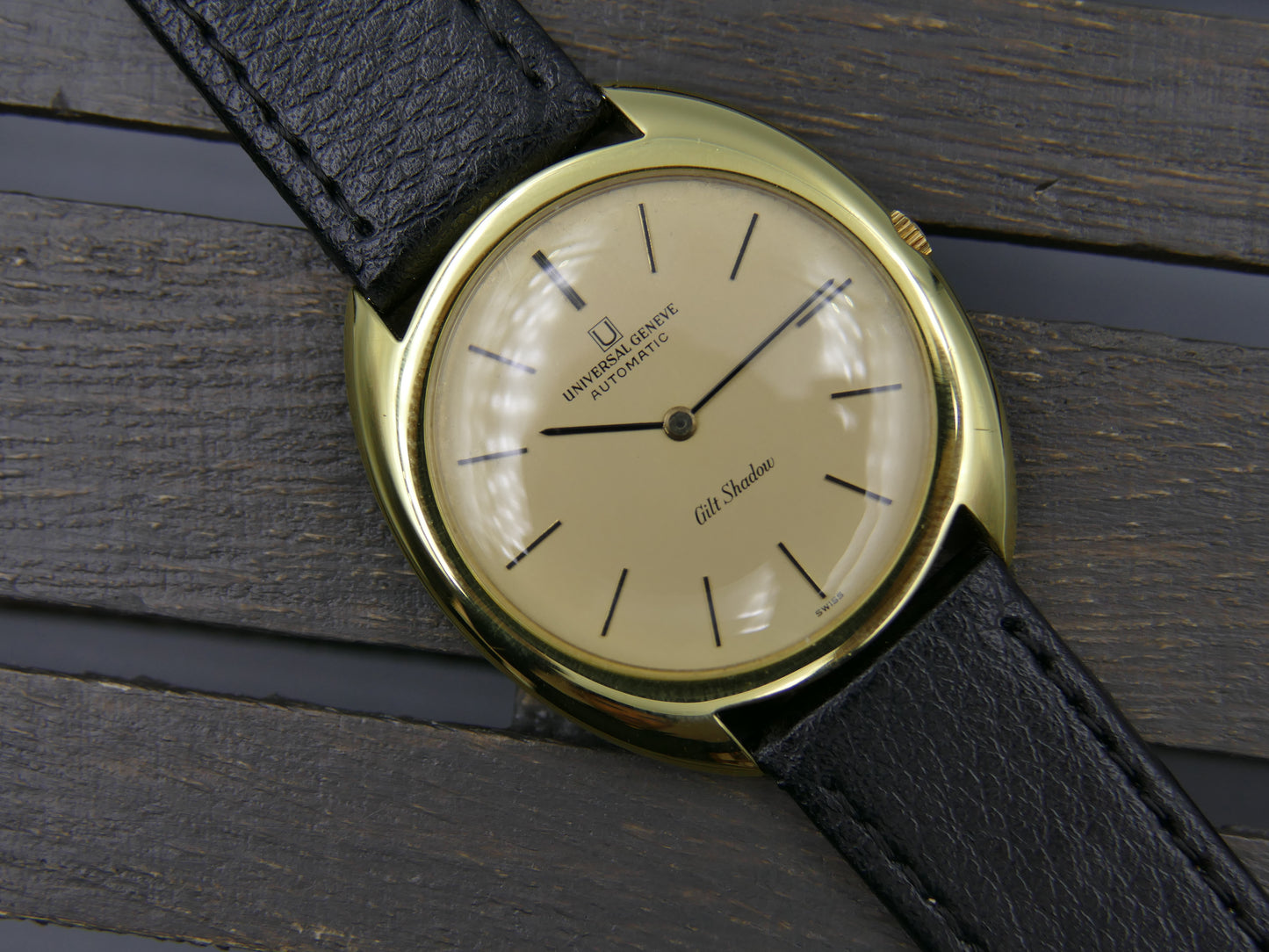 60s vintage watch mens Universal Genève Gilt Shadow Automatic microtor 1-66 Ref. 566101 ultra slim thin serviced