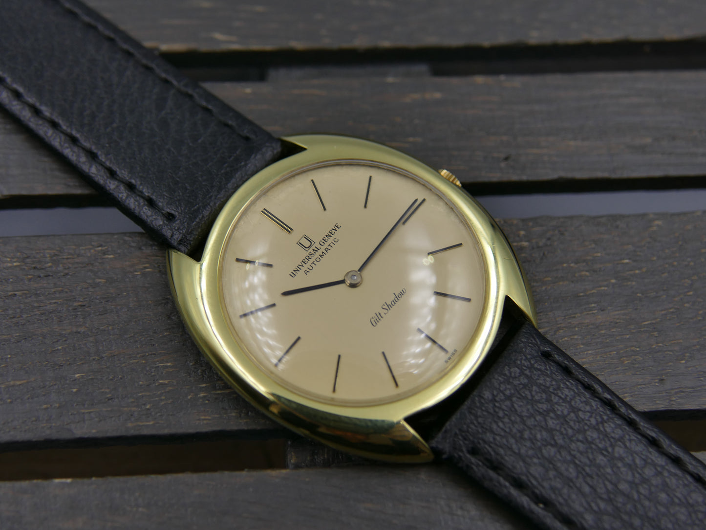60s vintage watch mens Universal Genève Gilt Shadow Automatic microtor 1-66 Ref. 566101 ultra slim thin serviced