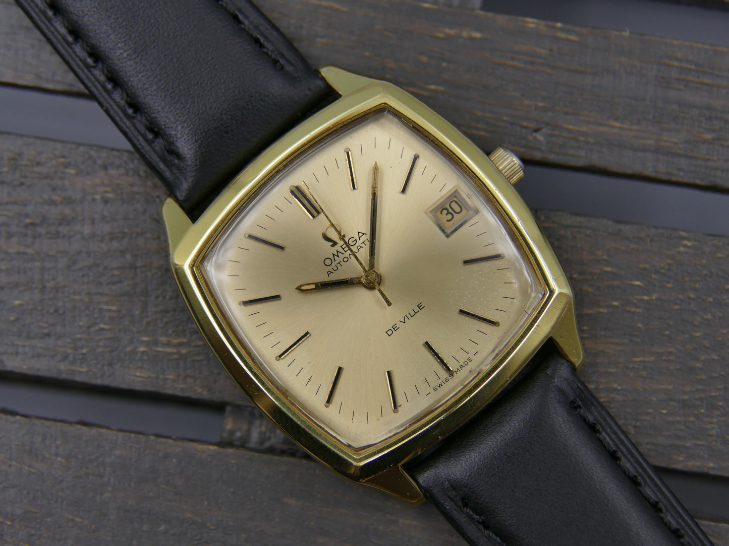 70s vintage watch Omega De Ville 166.075 automatic cal 1002 gold pl serviced