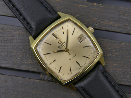 70s vintage watch Omega De Ville 166.075 automatic cal 1002 gold pl serviced