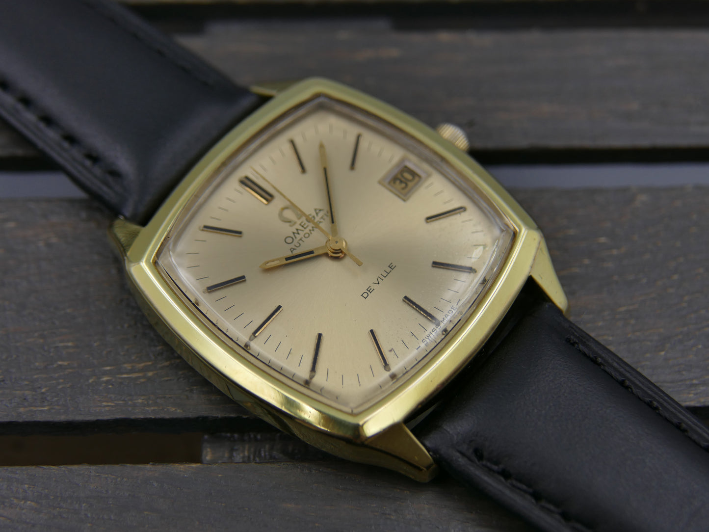 70s vintage watch Omega De Ville 166.075 automatic cal 1002 gold pl serviced