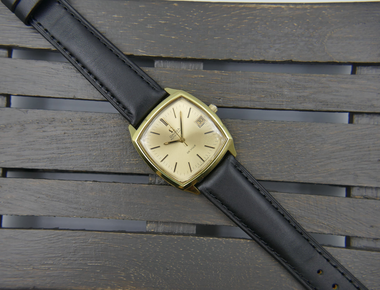 70s vintage watch Omega De Ville 166.075 automatic cal 1002 gold pl serviced