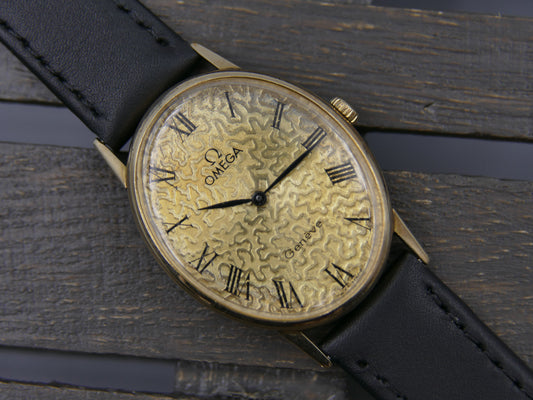 70s vintage Omega Geneve Ellipse ref 511.416 with Floral guilloché dial cal 625