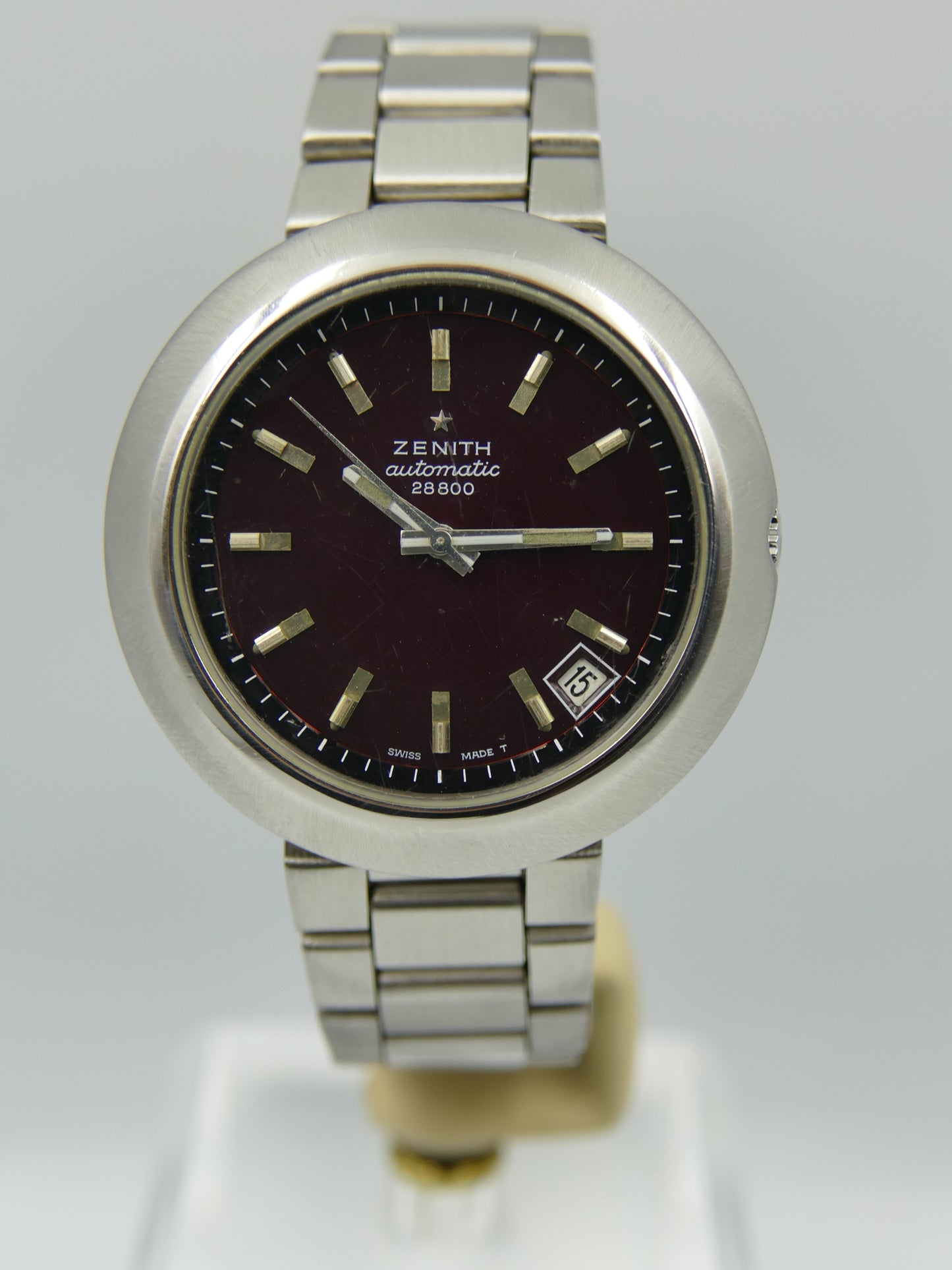 70s vintage watch Zenith ref 01-1190-290 UFO Disco Volante  Automatic burgundy dial serviced