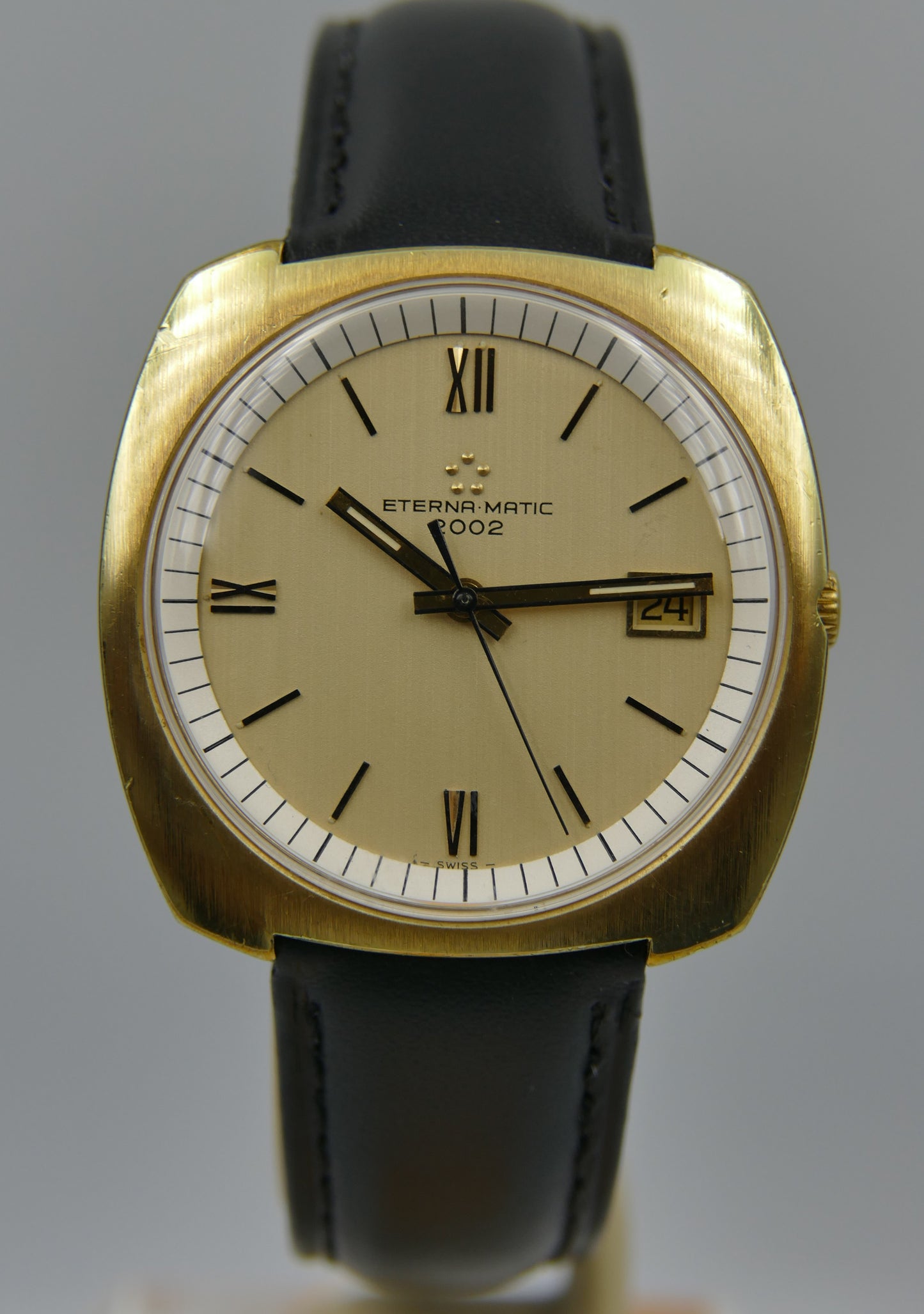 70s vintage watch mens Eterna Matic 2002 automatic gold pl serviced W/Box