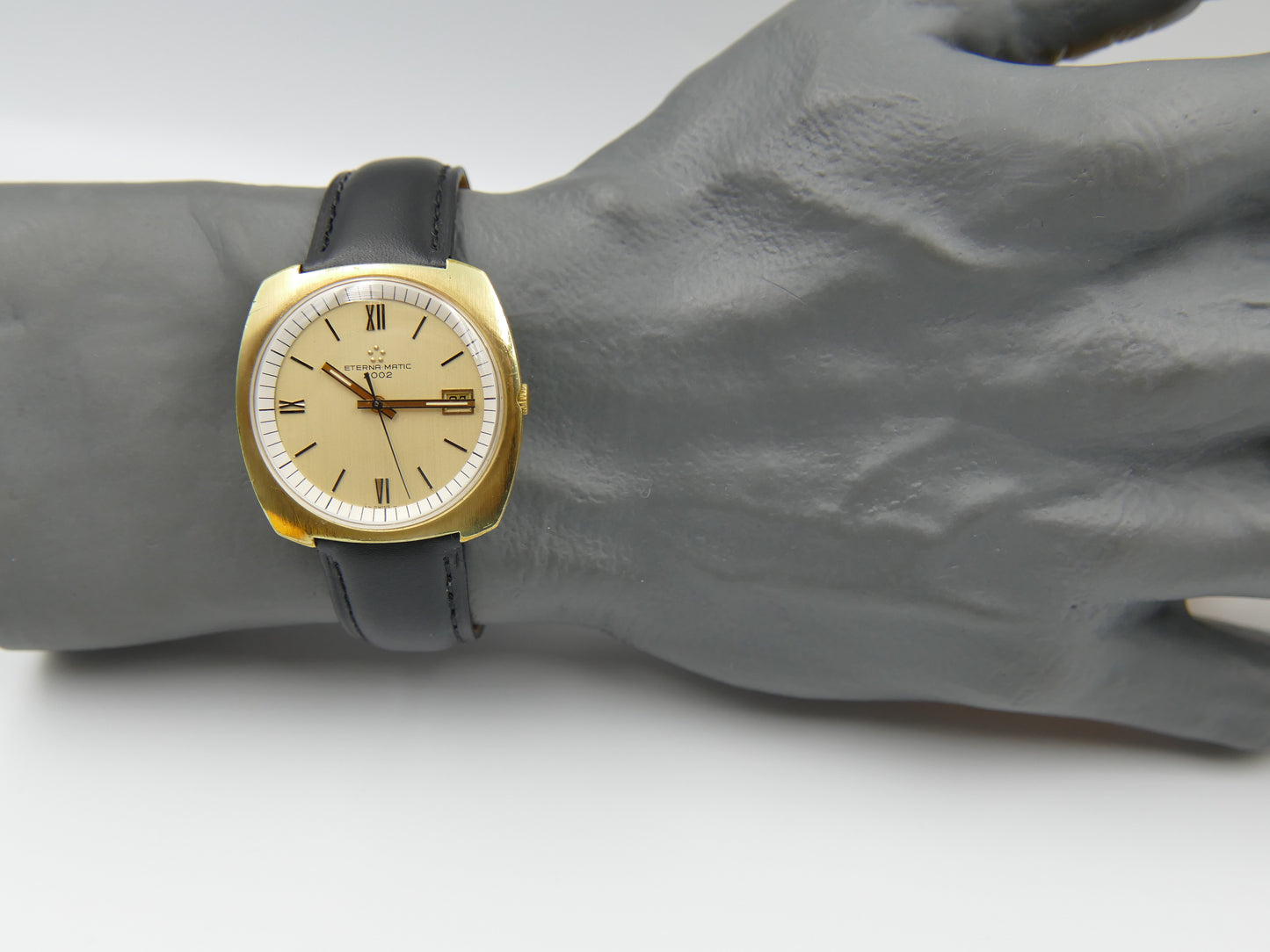 70s vintage watch mens Eterna Matic 2002 automatic gold pl serviced W/Box