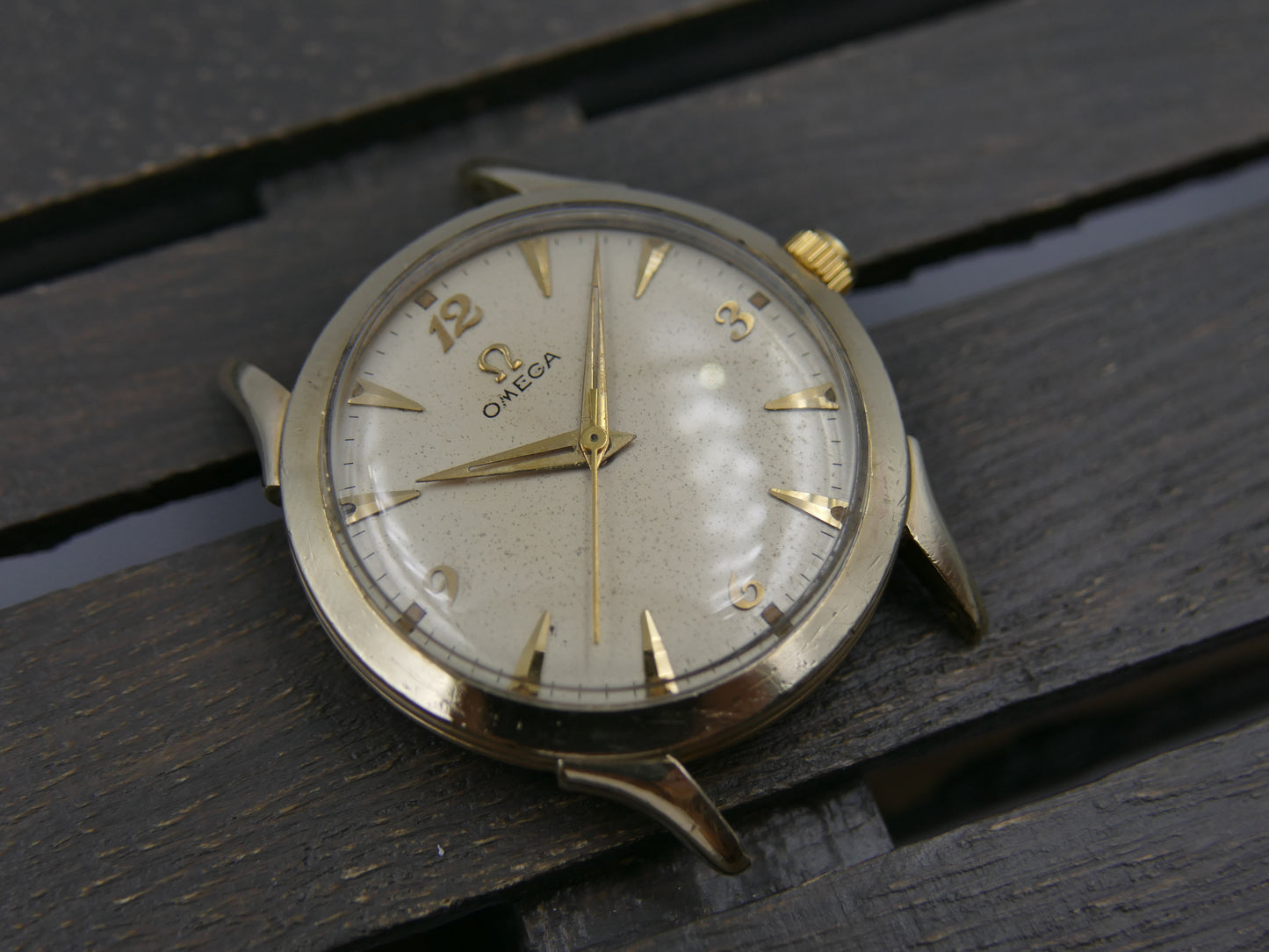 50s vintage watch mens Omega P- 6247 hand wind cal. 371 gold 10k G. F. serviced
