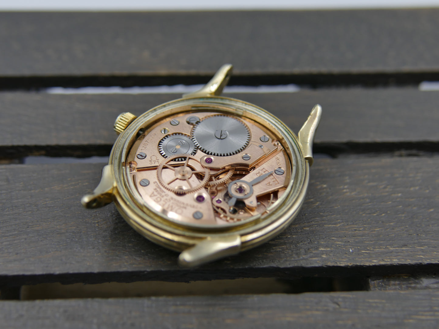 50s vintage watch mens Omega P- 6247 hand wind cal. 371 gold 10k G. F. serviced