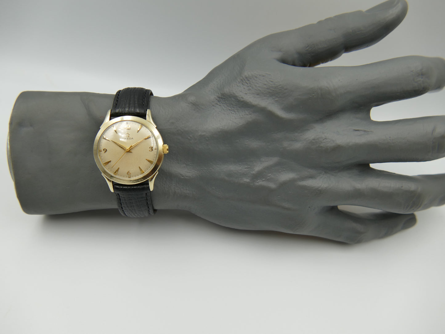 50s vintage watch mens Omega P- 6247 hand wind cal. 371 gold 10k G. F. serviced