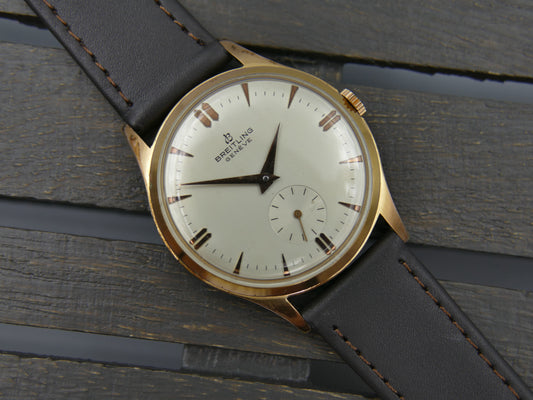 60s vintage watch mens Breitling Geneve ref 1901 hand wind Peseux rose gold pl 36mm