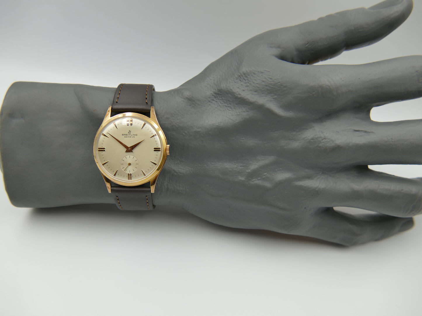 60s vintage watch mens Breitling Geneve ref 1901 hand wind Peseux rose gold pl 36mm