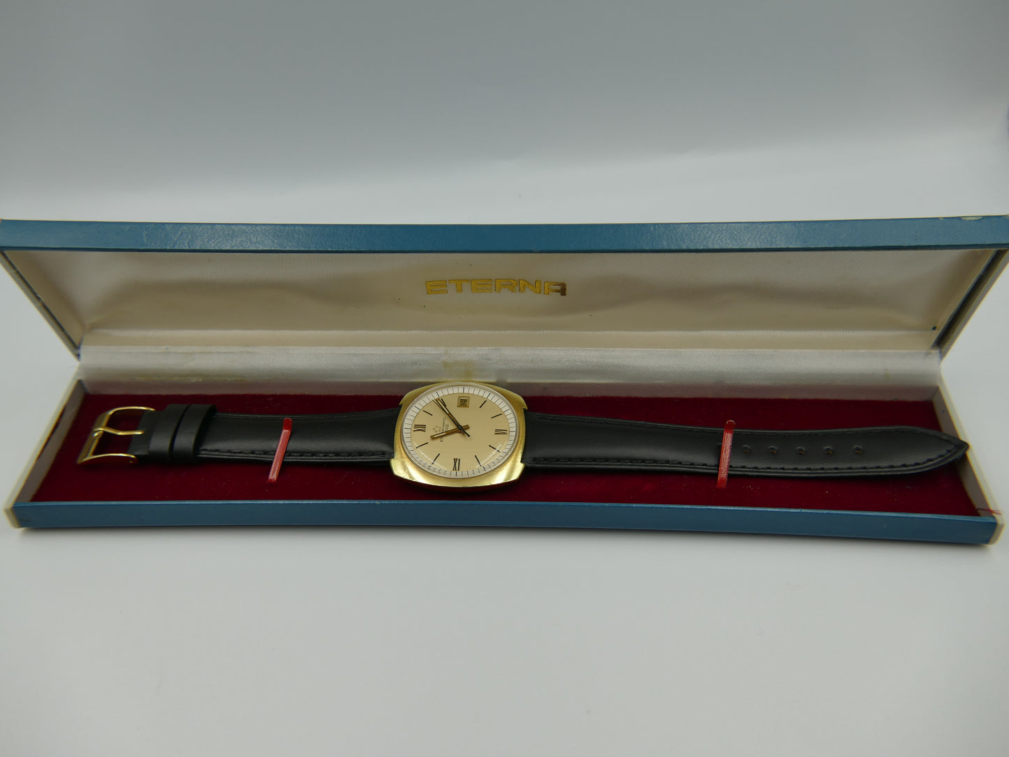 70s vintage watch mens Eterna Matic 2002 automatic gold pl serviced W/Box