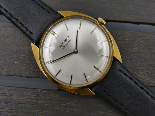 70s vintage watch mens Record de luxe hand wind cal 667 gold pl serviced w/box