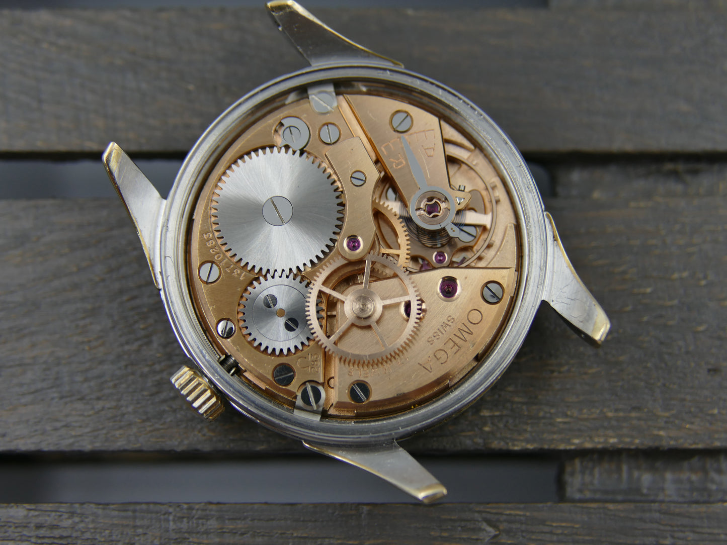 50s vintage watch mens Omega ref. 2640 -6 SC hand wind cal 283 gold cap serviced