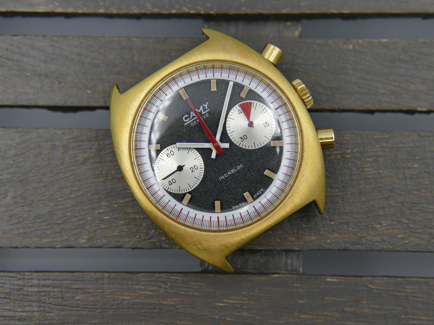 70s vintage watch mens Camy ref 9130 Geneve Chronograph manual wind valjoux 7733