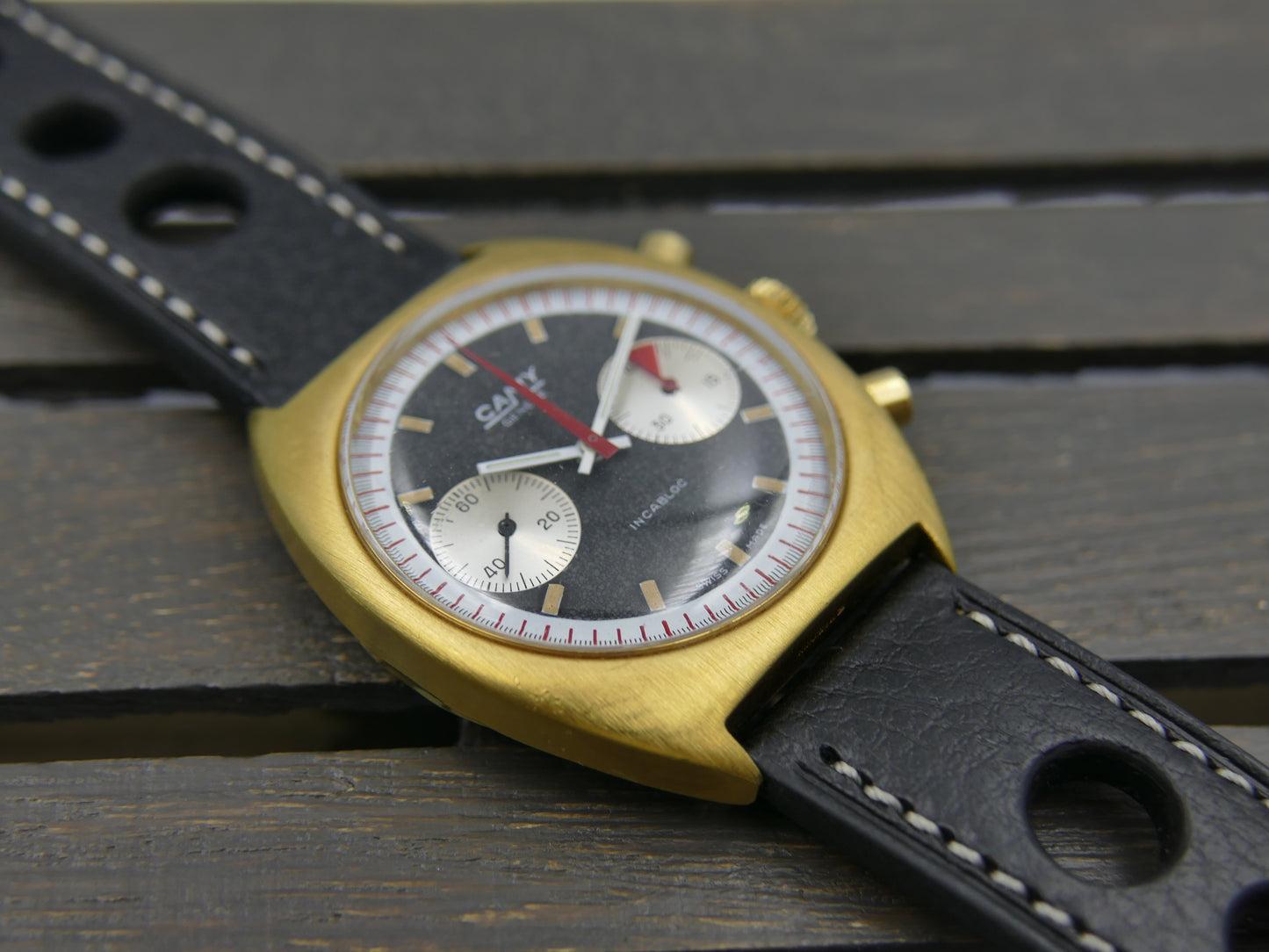 70s vintage watch mens Camy ref 9130 Geneve Chronograph manual wind valjoux 7733